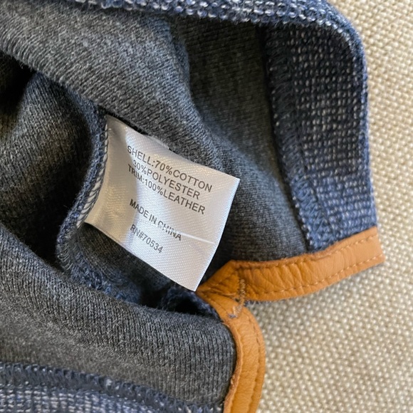 ORVIS Leather Trim 1/4 Zip Cotton Blend Pull Over in Heather Blue Size L - Picture 6 of 8